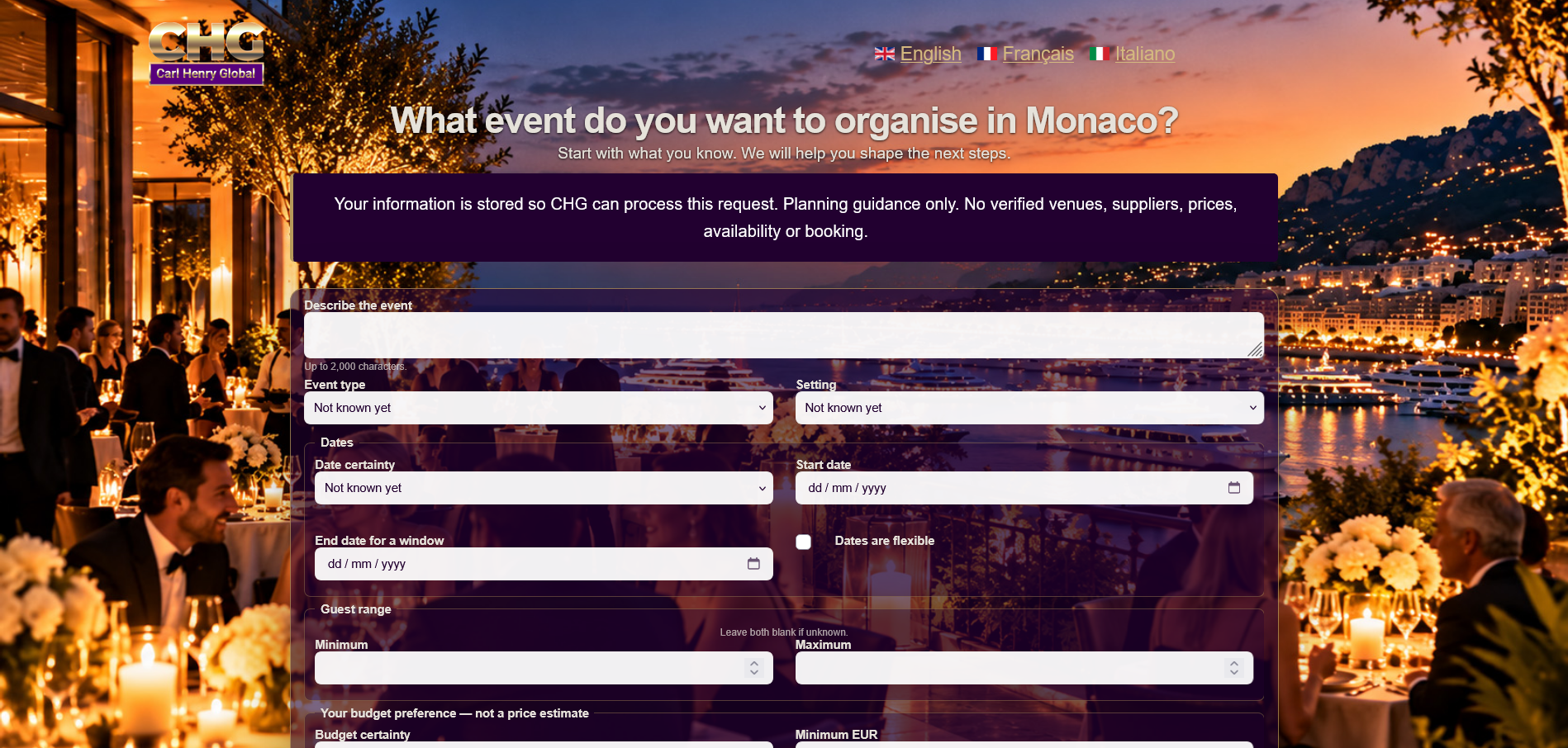 WHAT? Monaco Events interface